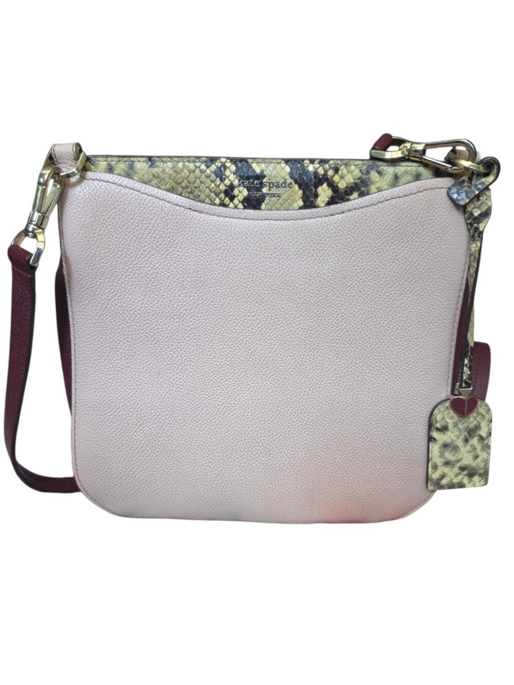 kate spade Pale Pink Pebbled Leather Crossbody with Snakeskin Accent
